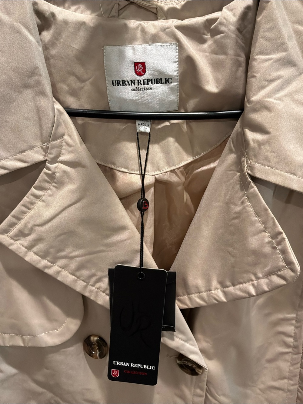 Urban Republic Light Beige Trench rain coat with belt size L - Picture 2 of 6
